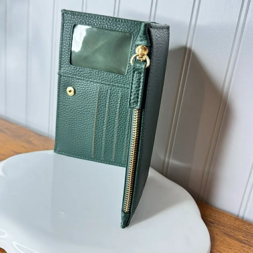 RARE Aer Lingus College Football Ireland Shamrock Classic Leather Wallet 6.5x4.5